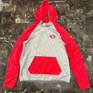 San Francisco 49ers Hoodie Womens M Gray Red Pullover Sweatshirt Nike Therma Fit